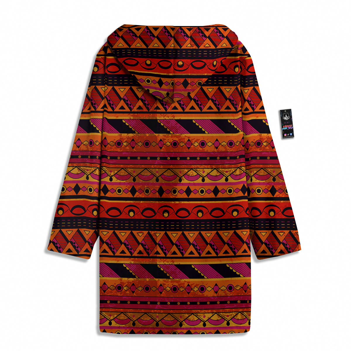 African Dashiki Black And Orange Print Men's Windbreaker Jacket-grizzshop