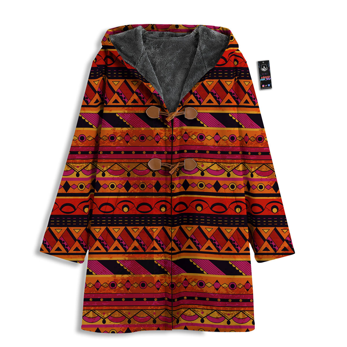 African Dashiki Black And Orange Print Men's Windbreaker Jacket-grizzshop