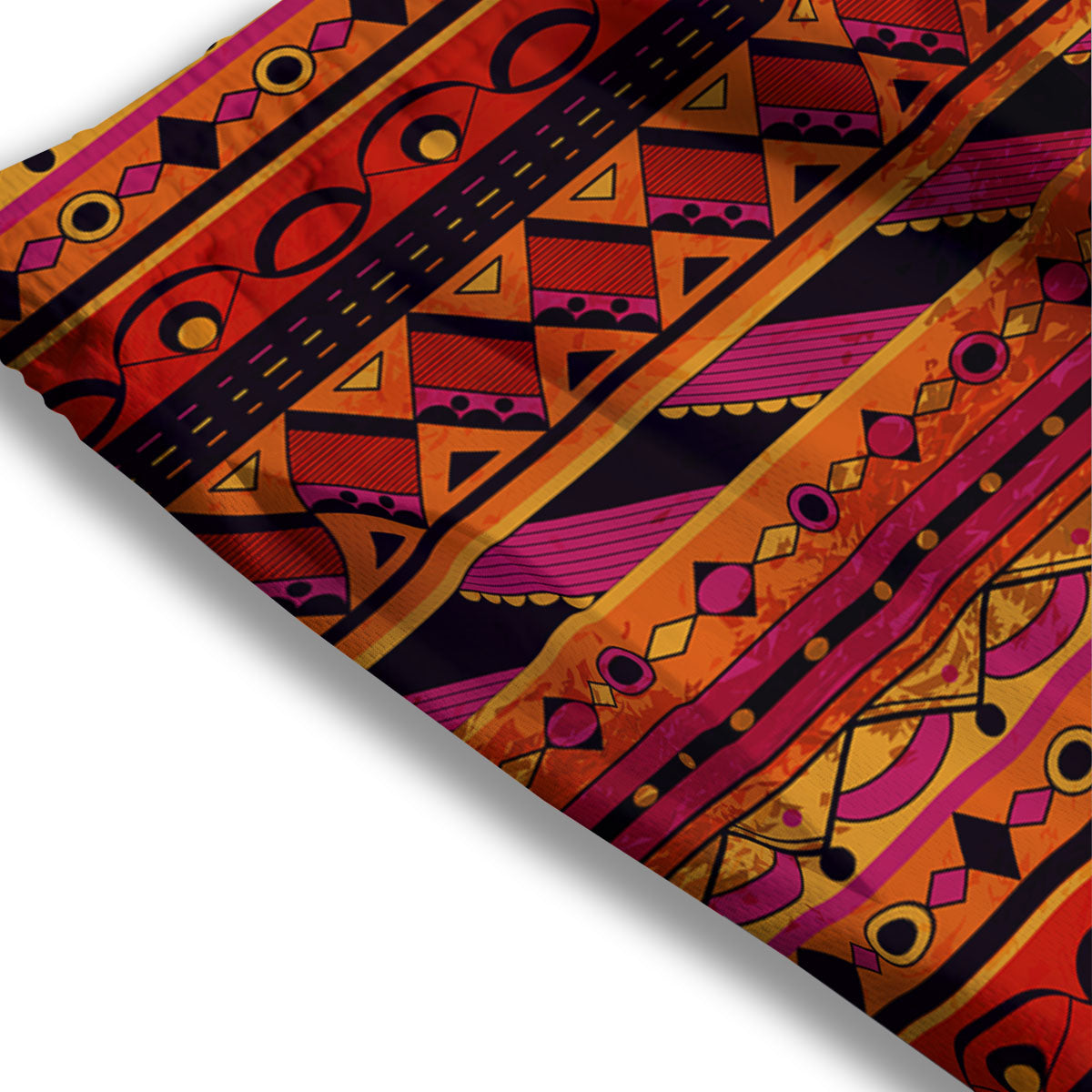 African Dashiki Black And Orange Print Mesh Shorts
