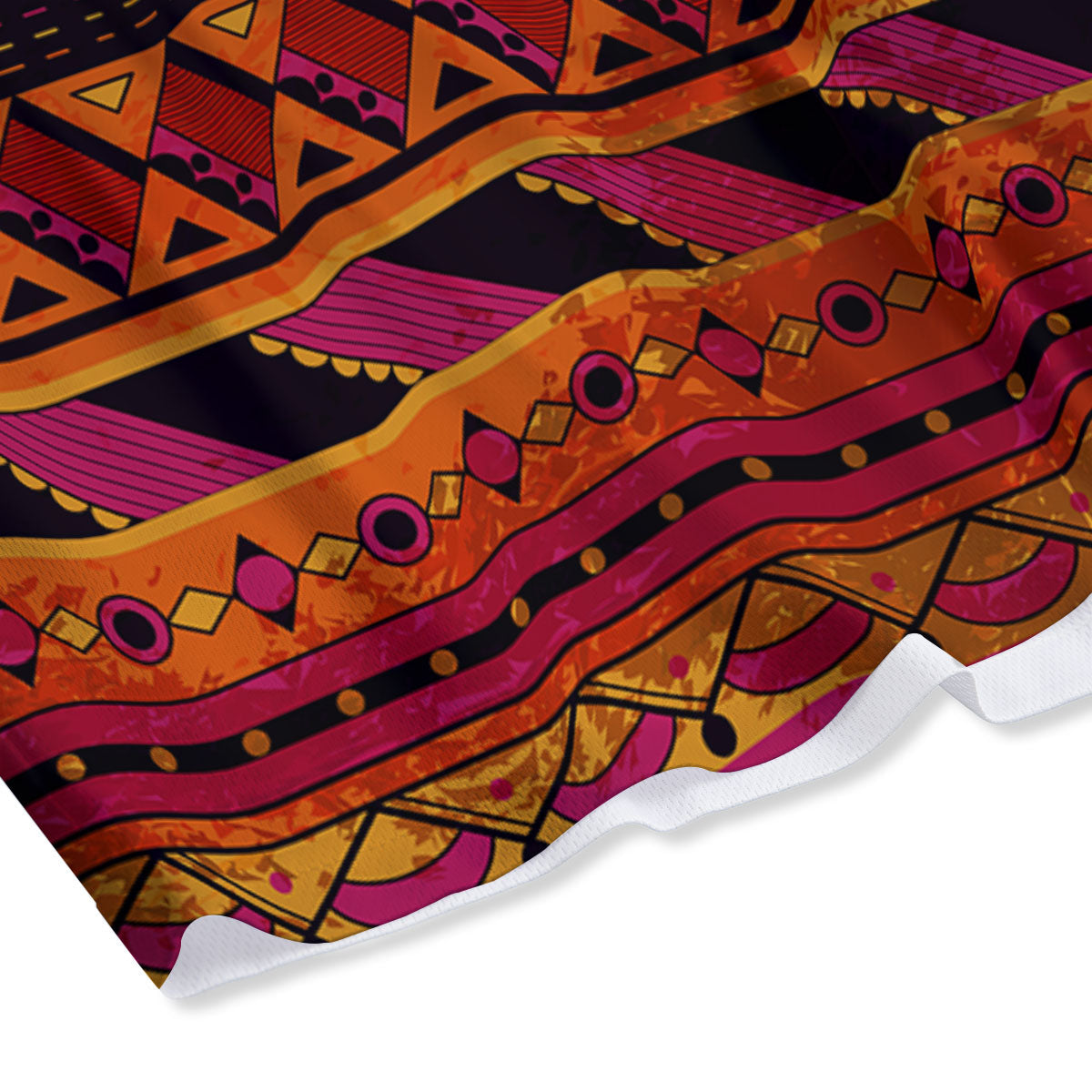 African Dashiki Black And Orange Print Mesh Shorts