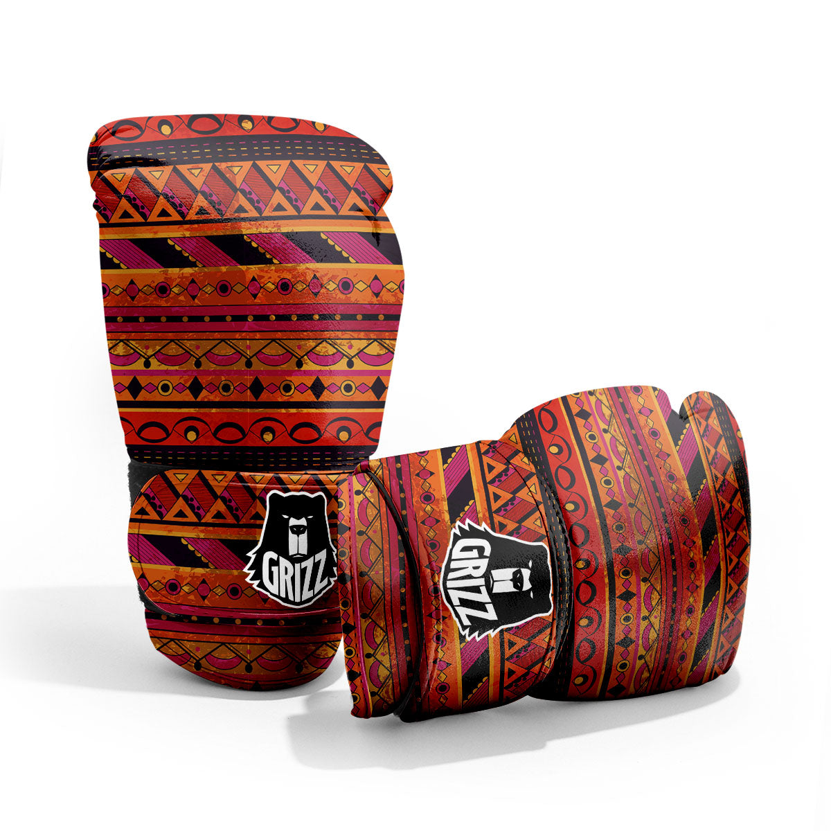 African Dashiki Black And Orange Print Pro Boxing Glove