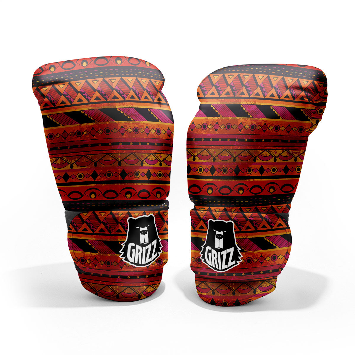 African Dashiki Black And Orange Print Pro Boxing Glove