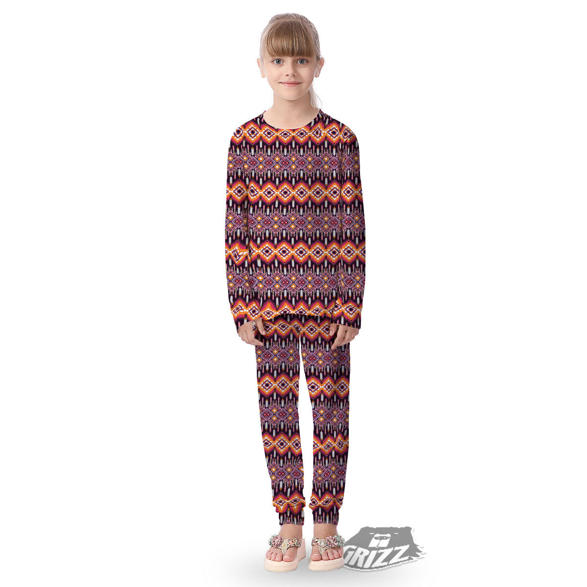 African Dashiki Black And Purple Print Kid's Pajamas-grizzshop