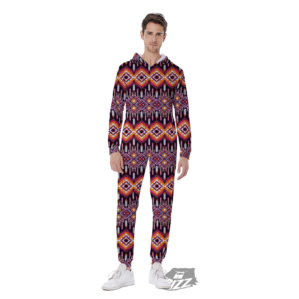 African Dashiki Black And Purple Print Men's Jumpsuit-grizzshop