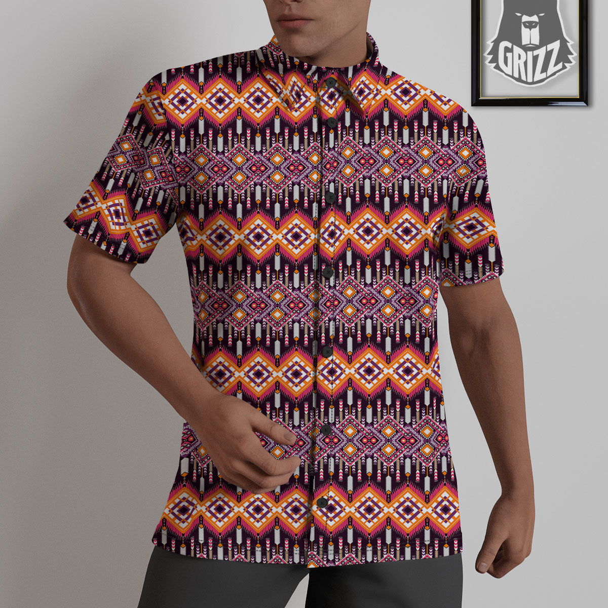 African Dashiki Black And Purple Print Untucked Shirts-grizzshop