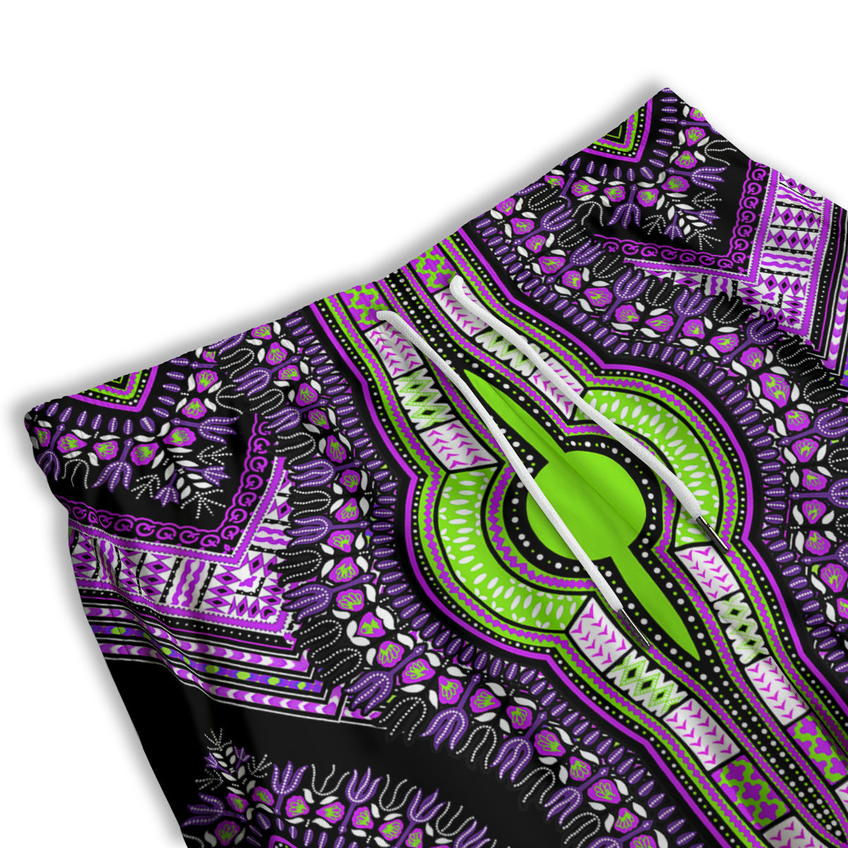 African Dashiki Purple And Black Print Men's Athletic Shorts