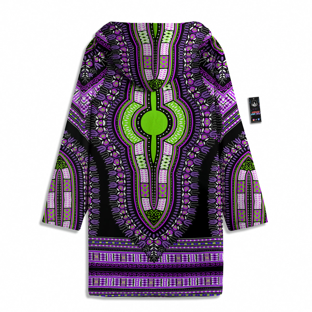 African Dashiki Purple And Black Print Men's Windbreaker Jacket-grizzshop