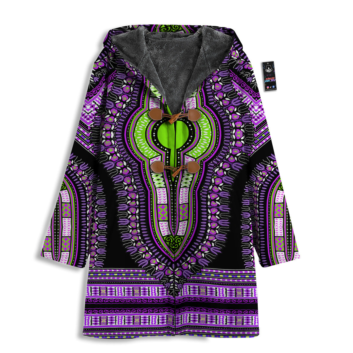 African Dashiki Purple And Black Print Men's Windbreaker Jacket-grizzshop