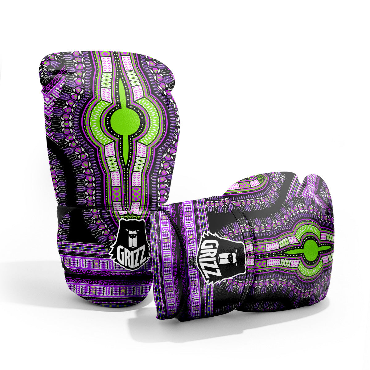 African Dashiki Purple And Black Print Pro Boxing Glove