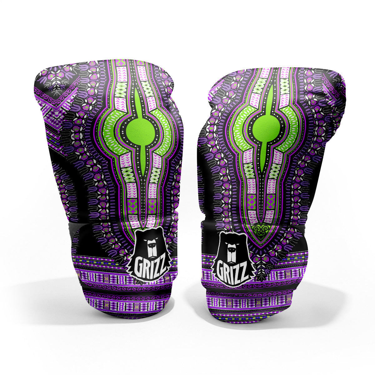African Dashiki Purple And Black Print Pro Boxing Glove