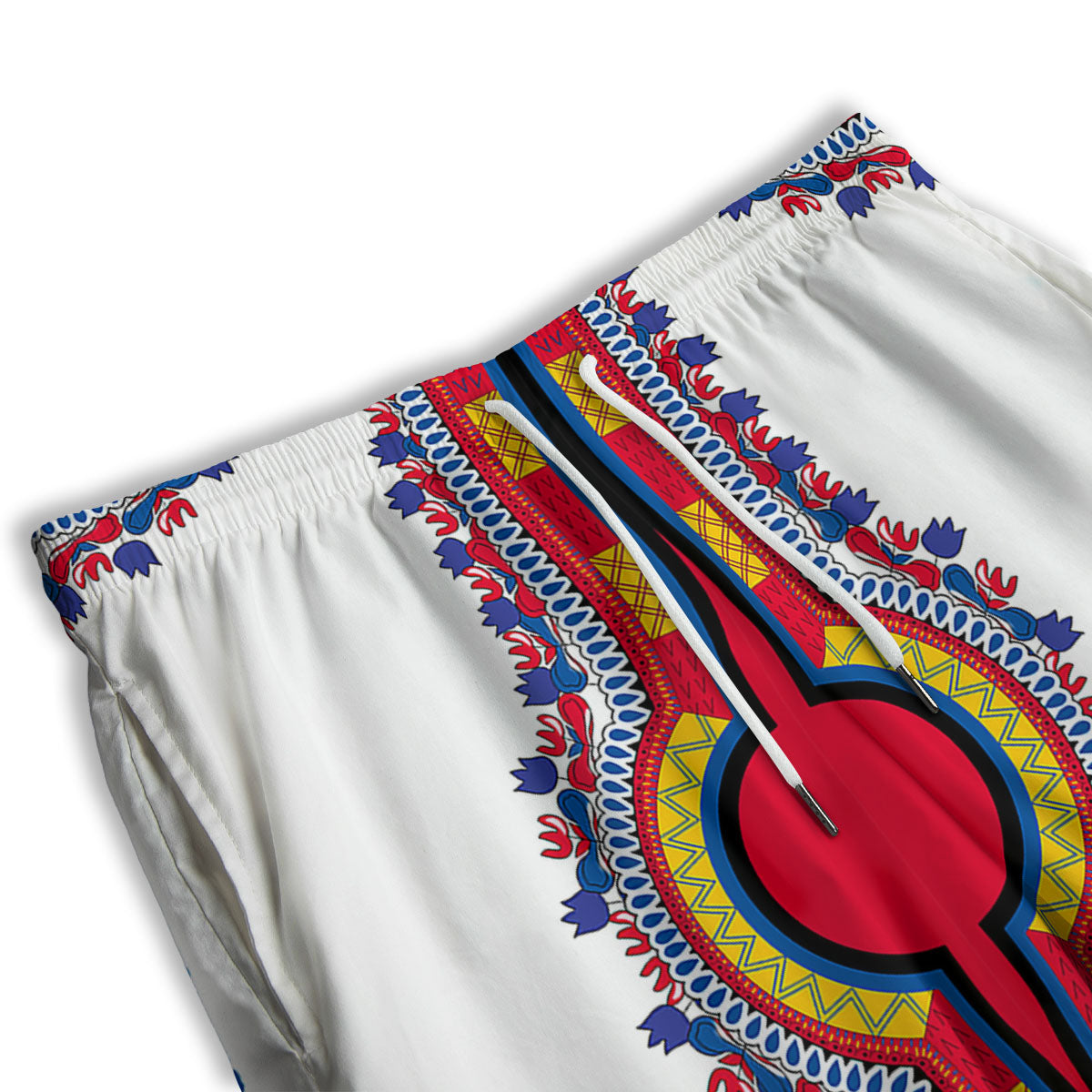 African Dashiki White And Red Print Men's Athletic Shorts