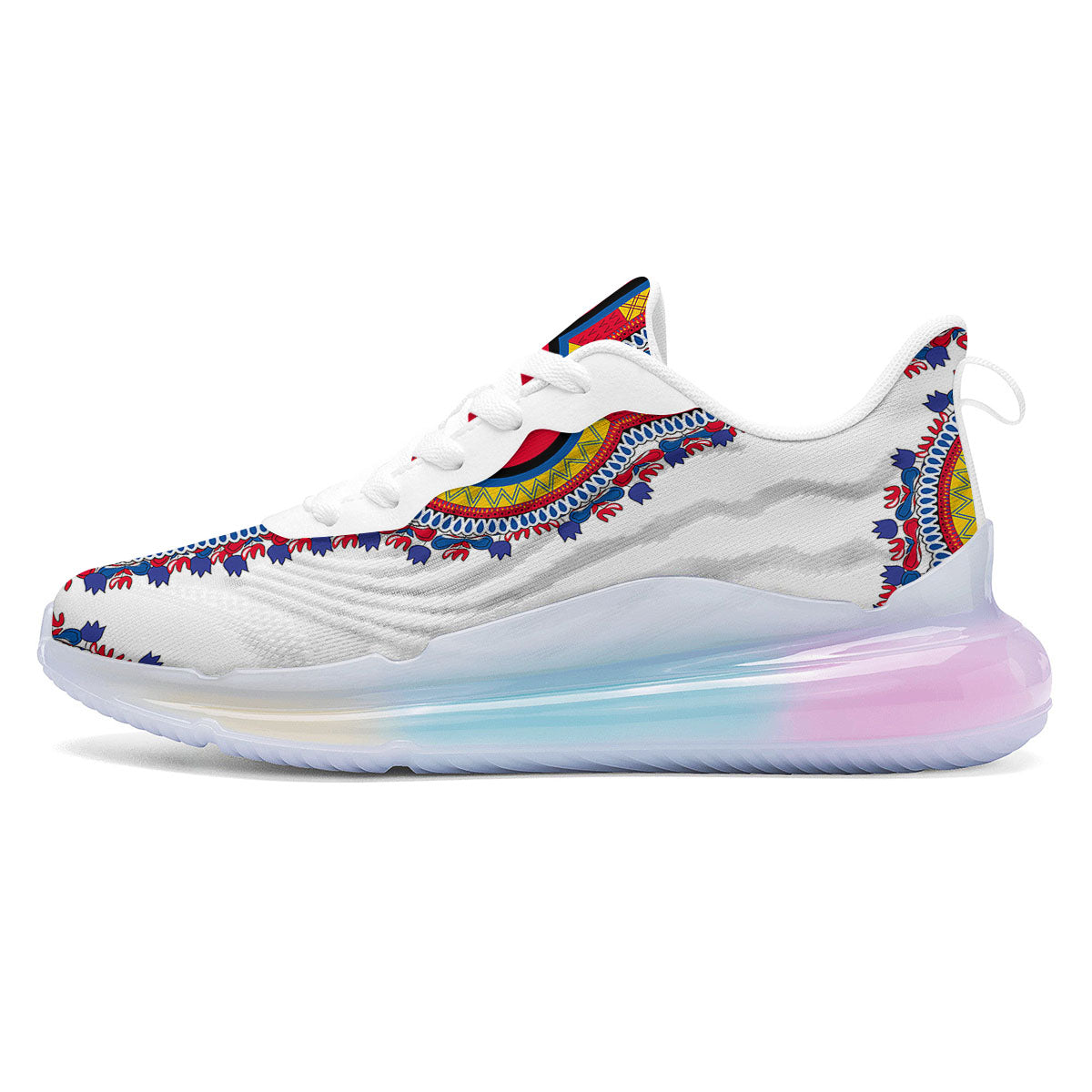 African Dashiki White And Red Print Running Sneakers-grizzshop