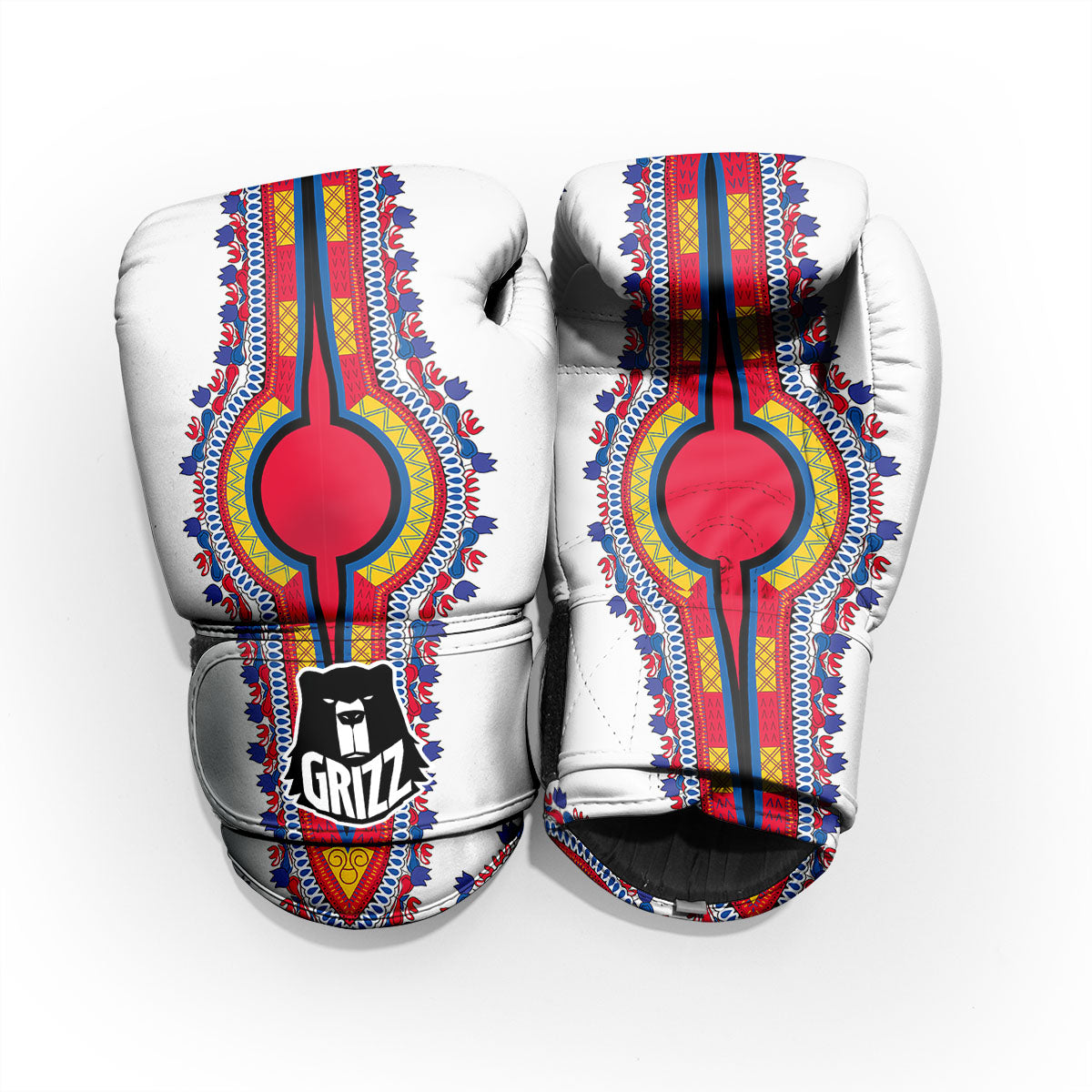 African Dashiki White And Red Print Pro Boxing Glove
