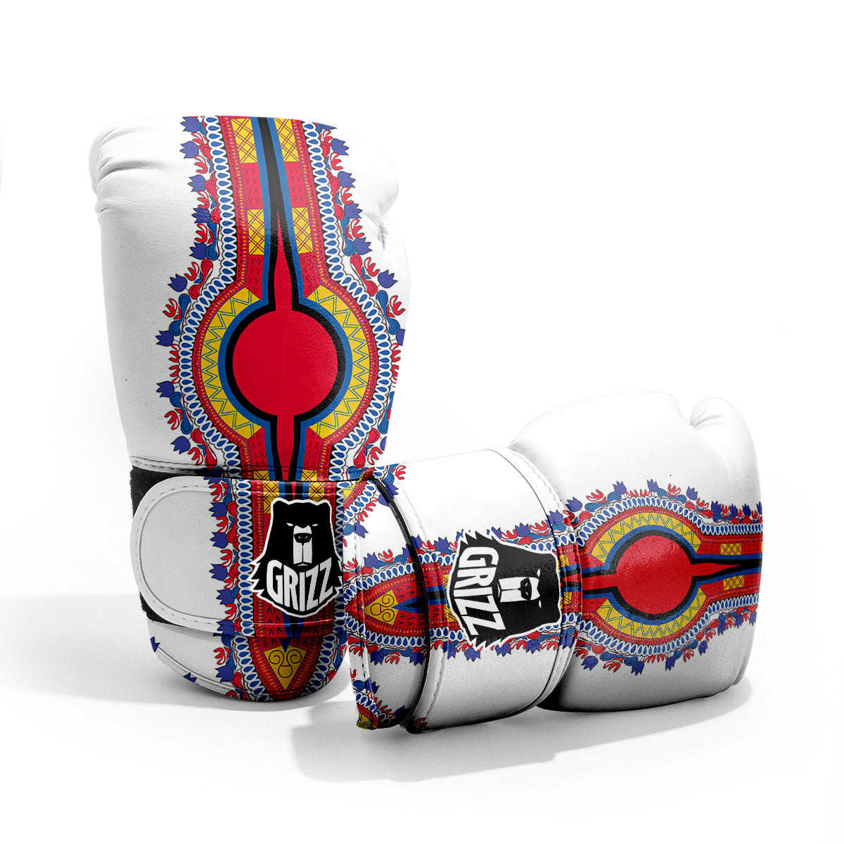 African Dashiki White And Red Print Pro Boxing Glove