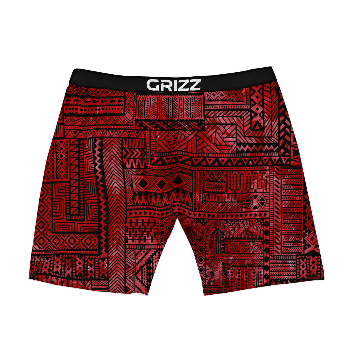 African Ethnic Black And Red Print Boxer Briefs-grizzshop