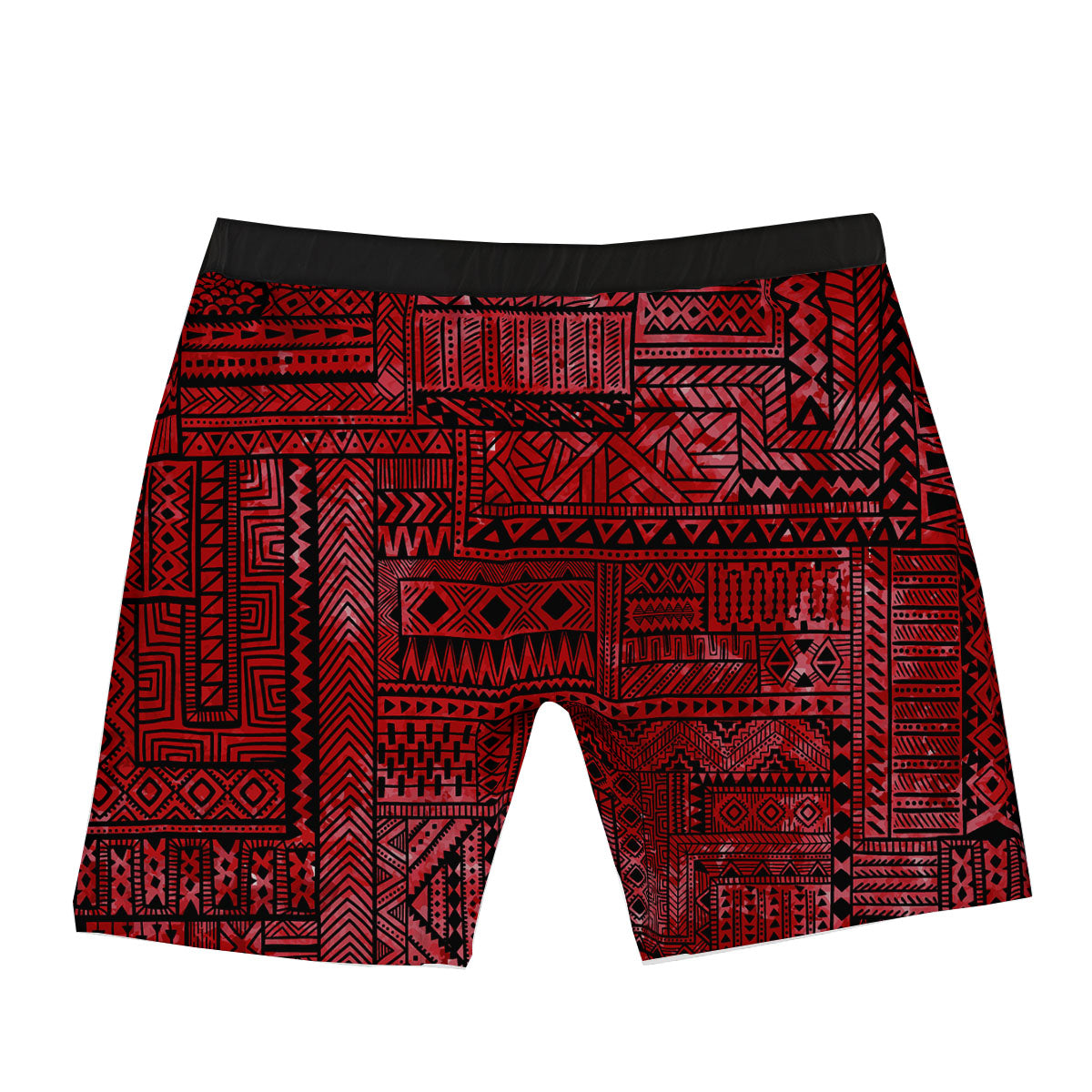 African Ethnic Black And Red Print Boxer Briefs-grizzshop