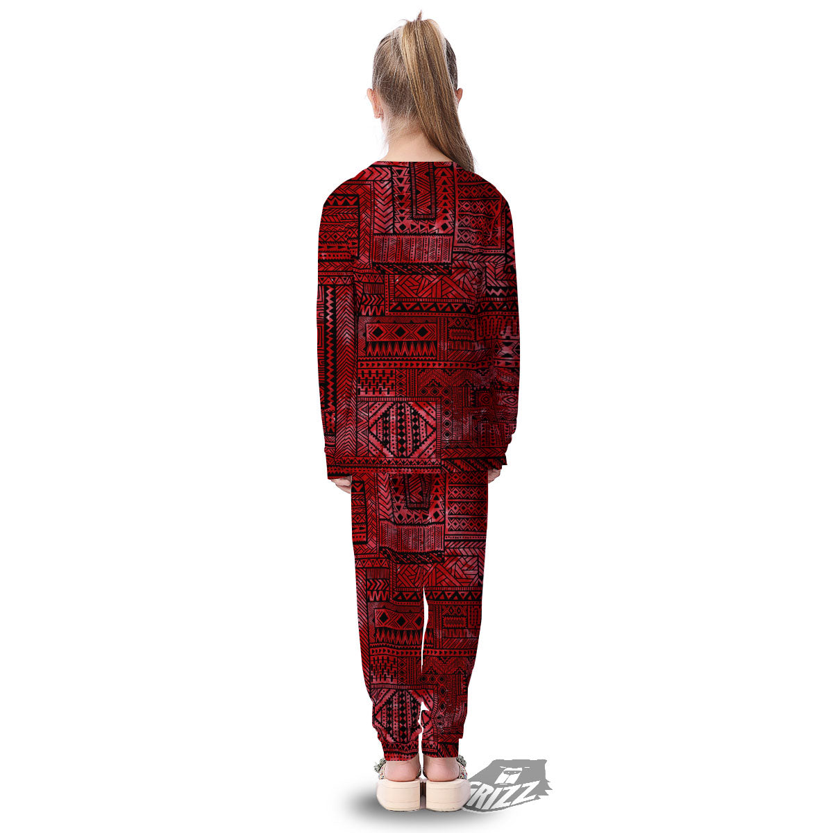 African Ethnic Black And Red Print Kid's Pajamas-grizzshop