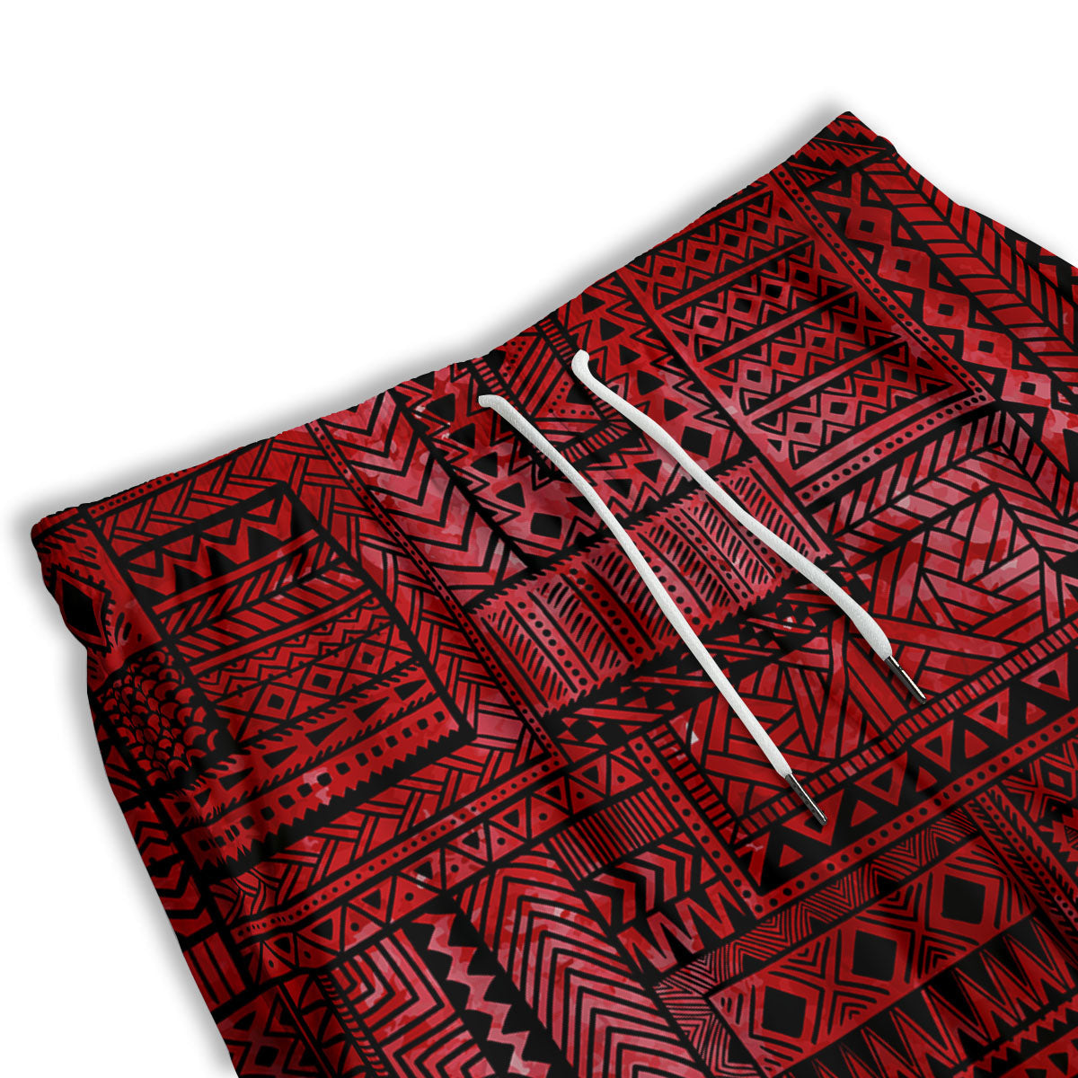 African Ethnic Black And Red Print Men's Athletic Shorts