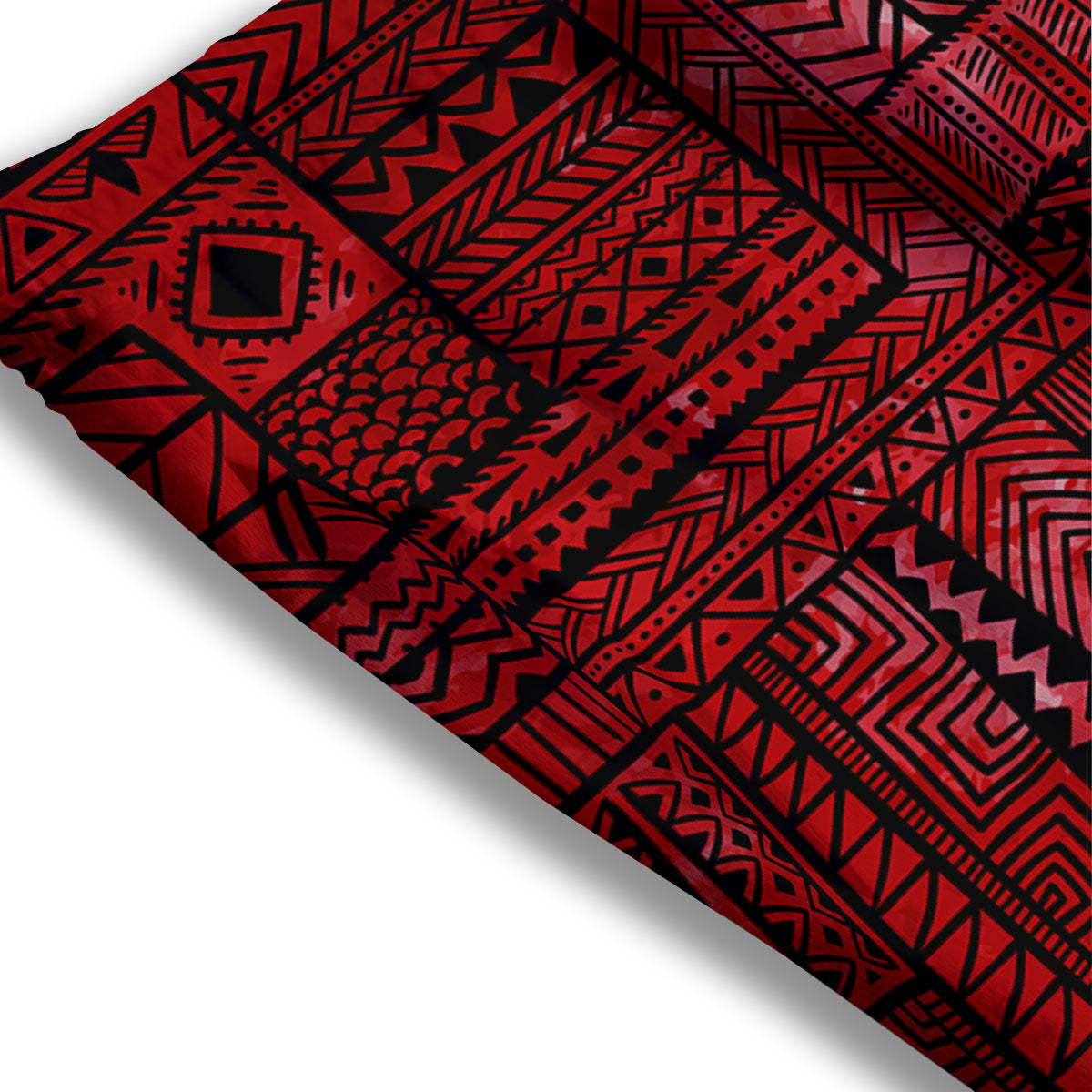 African Ethnic Black And Red Print Mesh Shorts