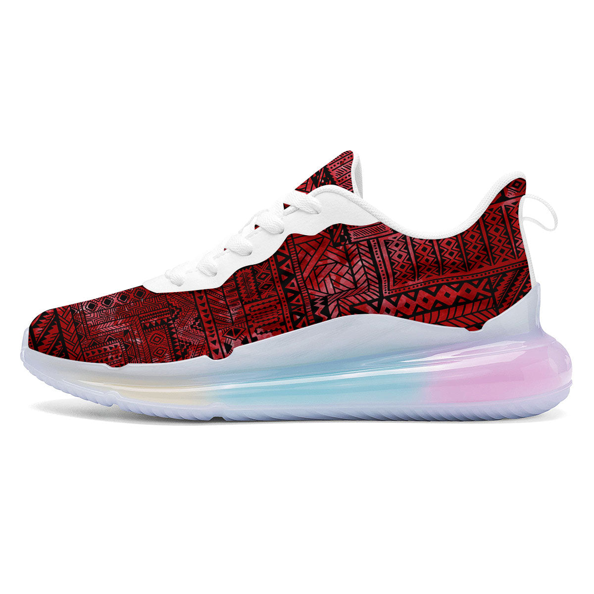 African Ethnic Black And Red Print Running Sneakers-grizzshop