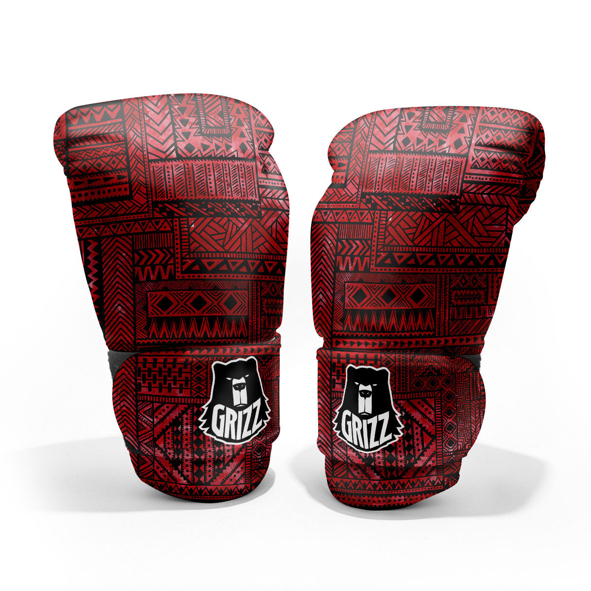 African Ethnic Black And Red Print Pro Boxing Glove