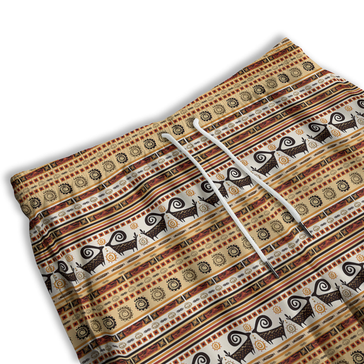 African Ethnic Brown Print Pattern Men's Athletic Shorts