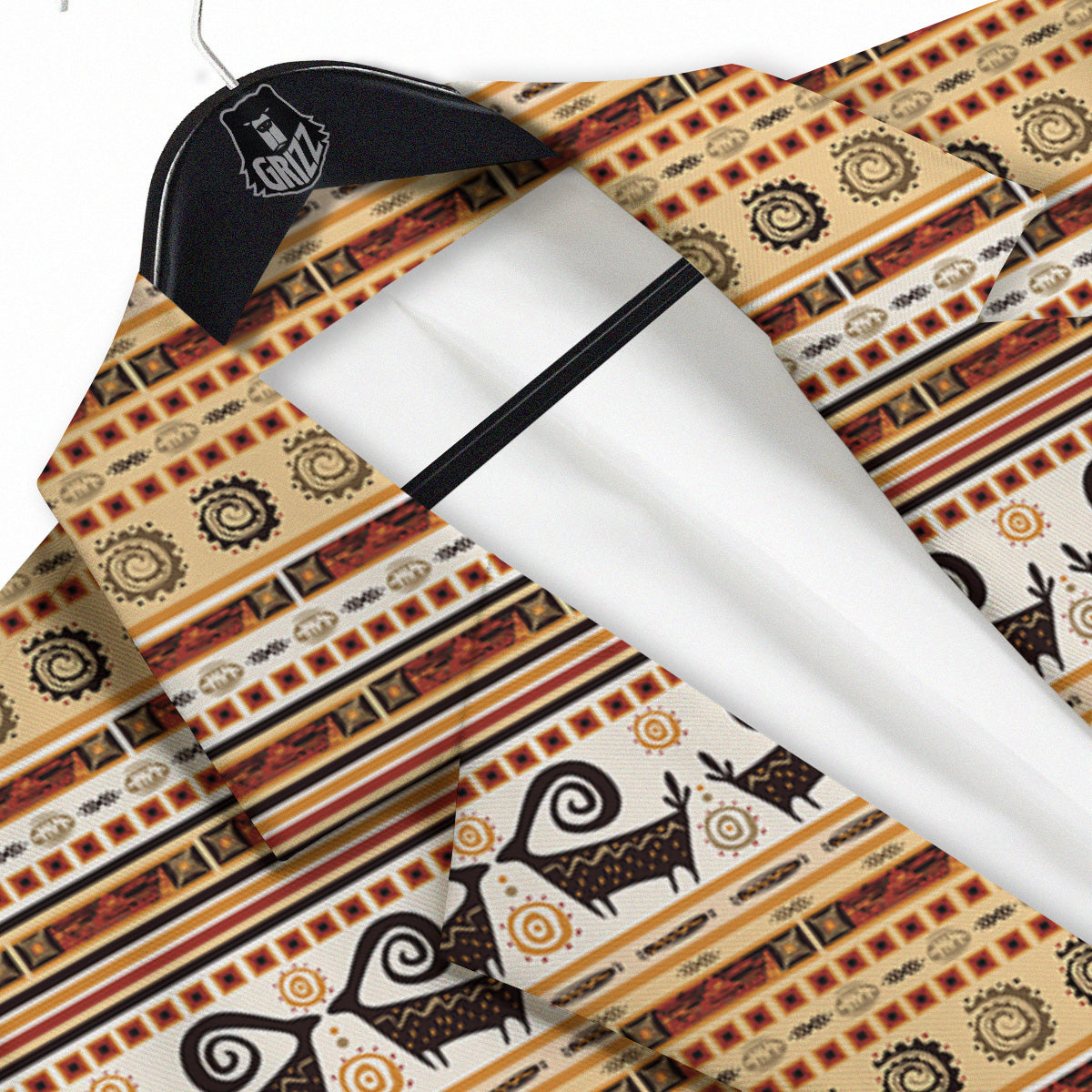 African Ethnic Brown Print Pattern Men's Sport Coat-grizzshop