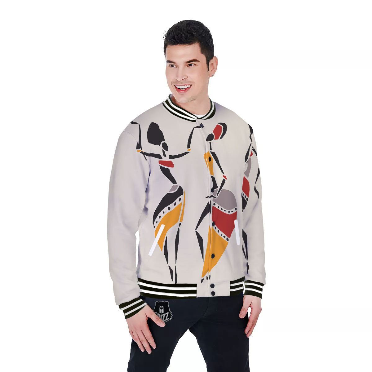 African Ethnic Girl Print Baseball Jacket-grizzshop