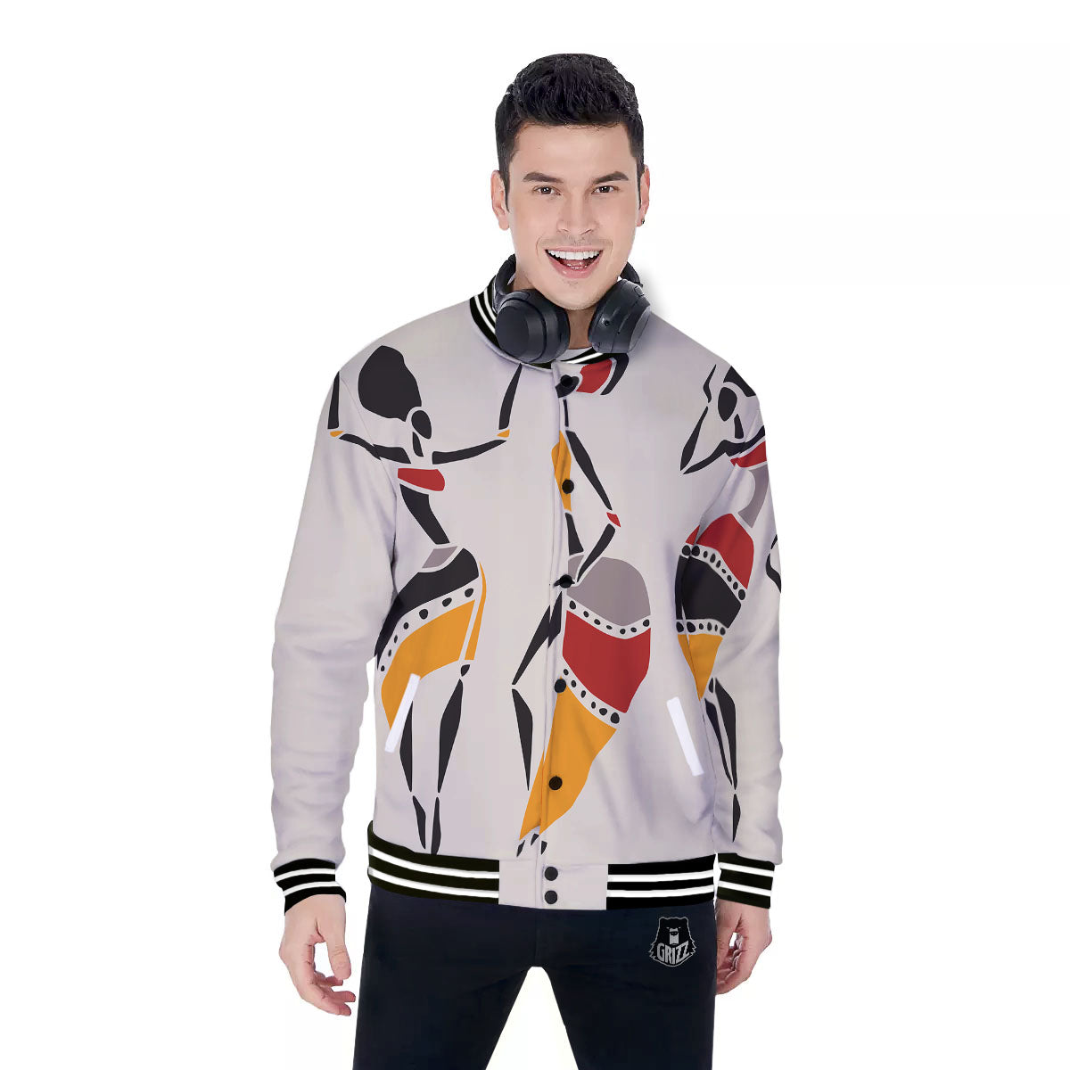 African Ethnic Girl Print Baseball Jacket-grizzshop