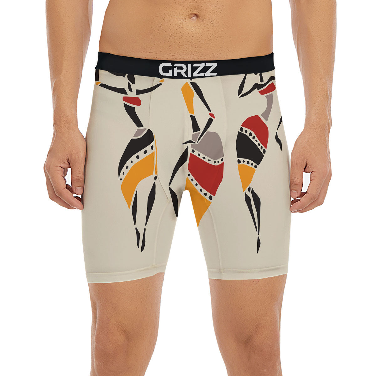 African Ethnic Girl Print Boxer Briefs-grizzshop