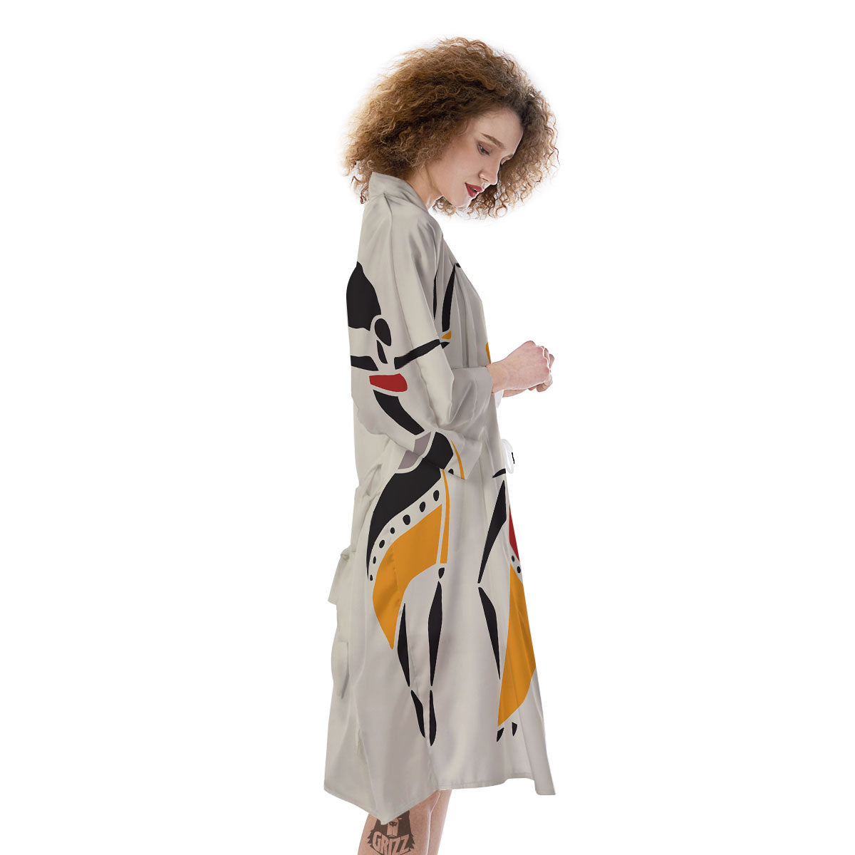 African Ethnic Girl Print Kimono-grizzshop