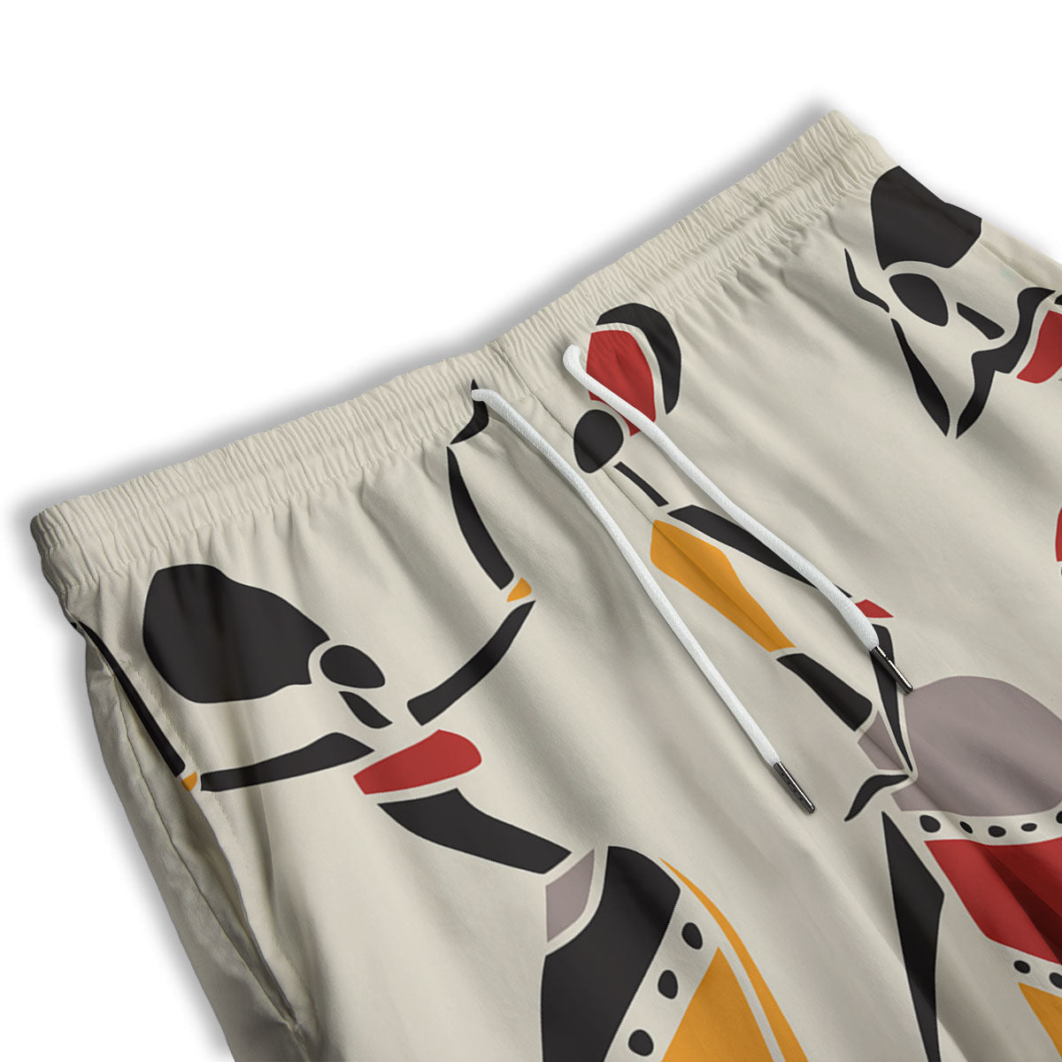 African Dashiki Black And Orange Print Men's Athletic Shorts