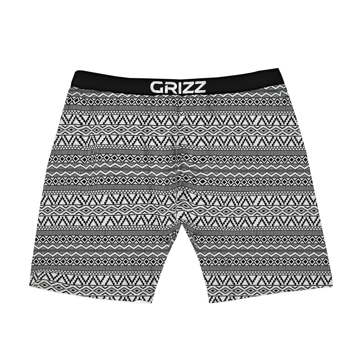 African Ethnic White And Black Print Boxer Briefs-grizzshop