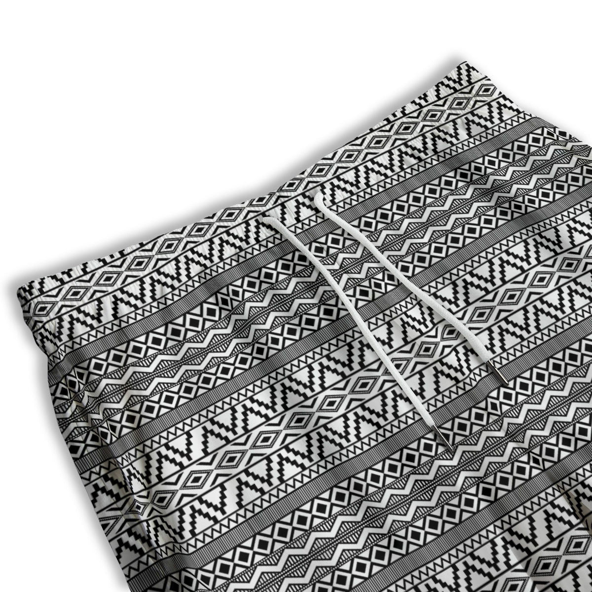 African Ethnic White And Black Print Men's Athletic Shorts