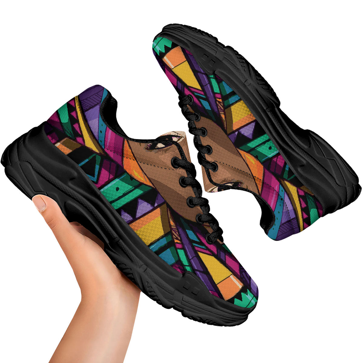 African Girl Art Print Black Chunky Shoes-grizzshop