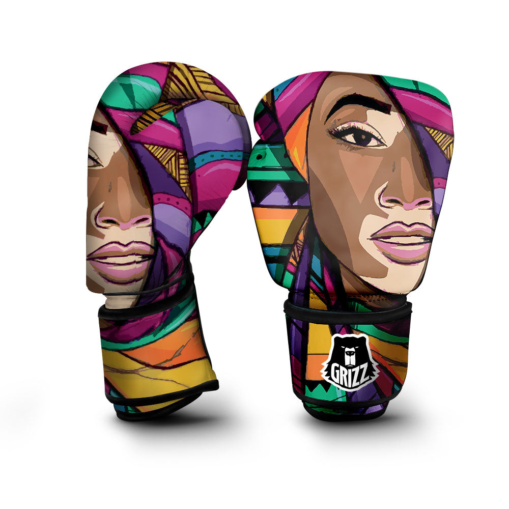 African Girl Art Print Boxing Gloves-grizzshop