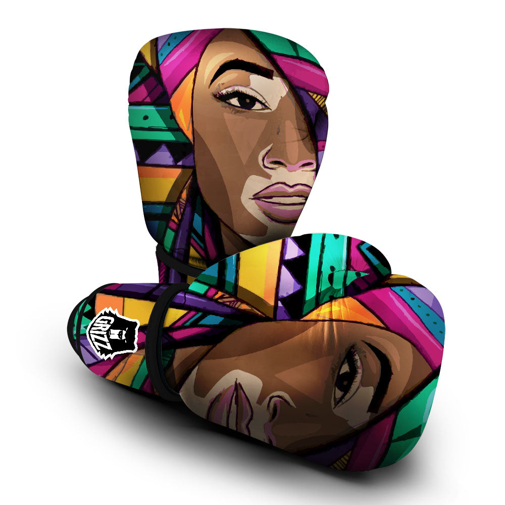 African Girl Art Print Boxing Gloves-grizzshop