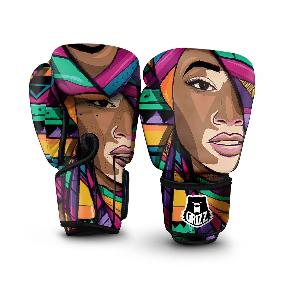 African Girl Art Print Boxing Gloves-grizzshop