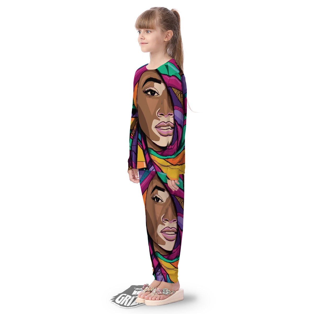 African Girl Art Print Kid's Pajamas-grizzshop