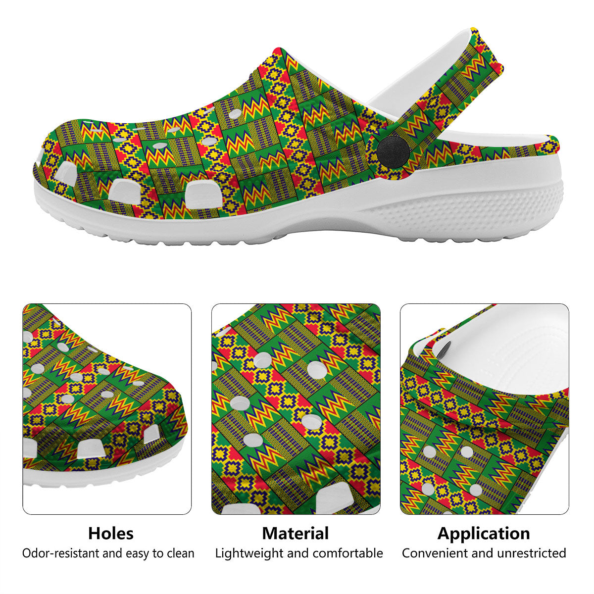African Kente Print Pattern Clog-grizzshop