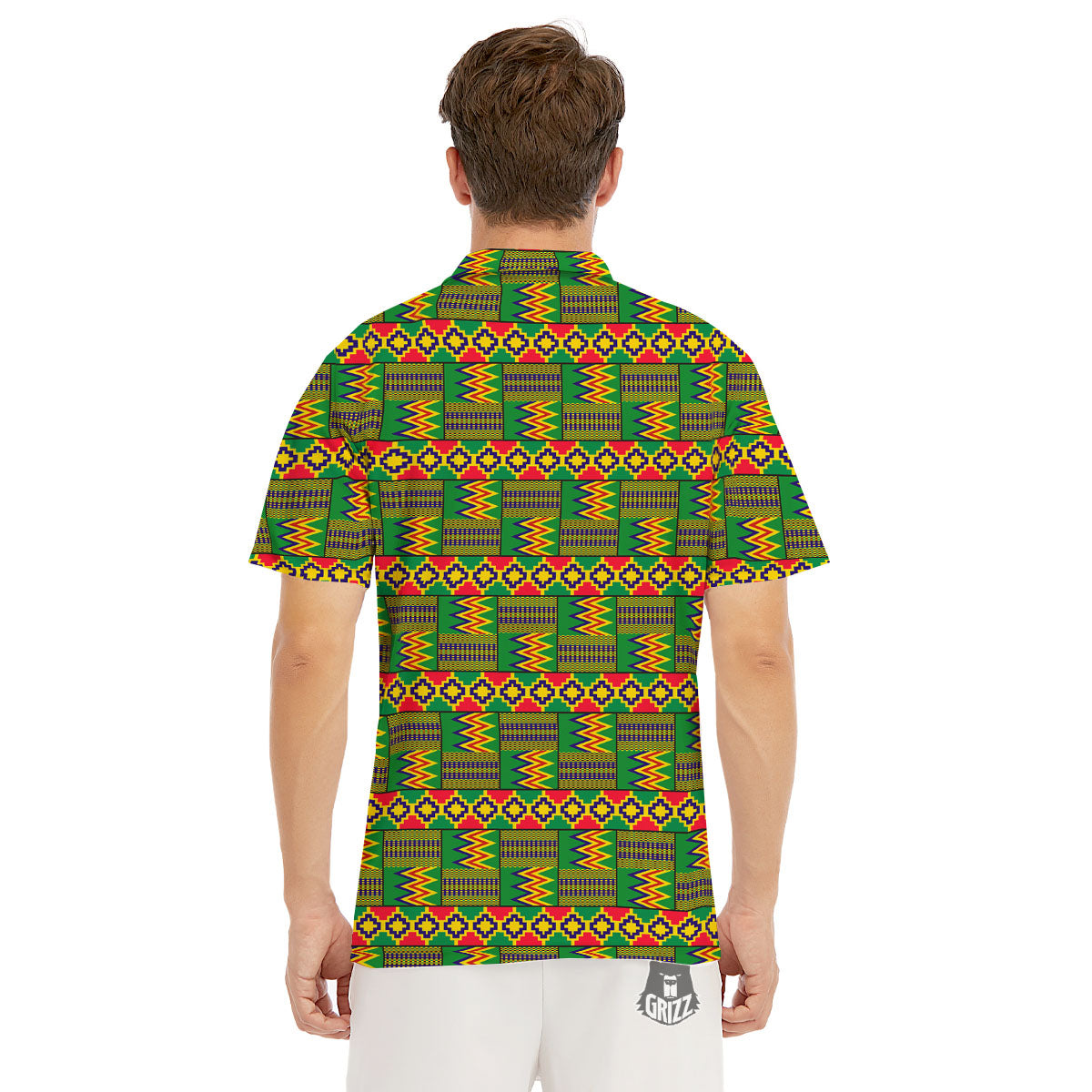 African Kente Print Pattern Men's Golf Shirts-grizzshop