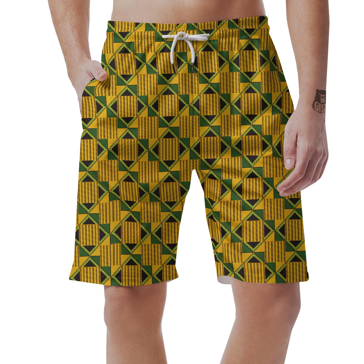 African Kente Print Pattern Men's Shorts-grizzshop