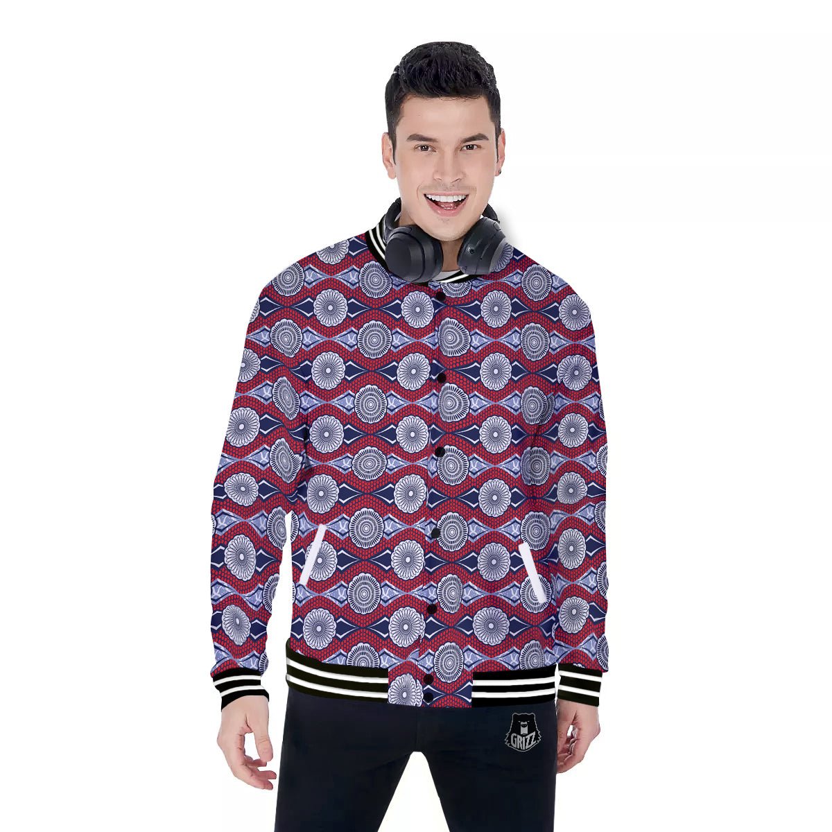 African Kitenge Print Baseball Jacket-grizzshop