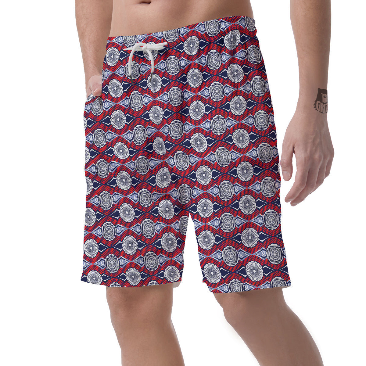 African Kitenge Print Men's Shorts-grizzshop