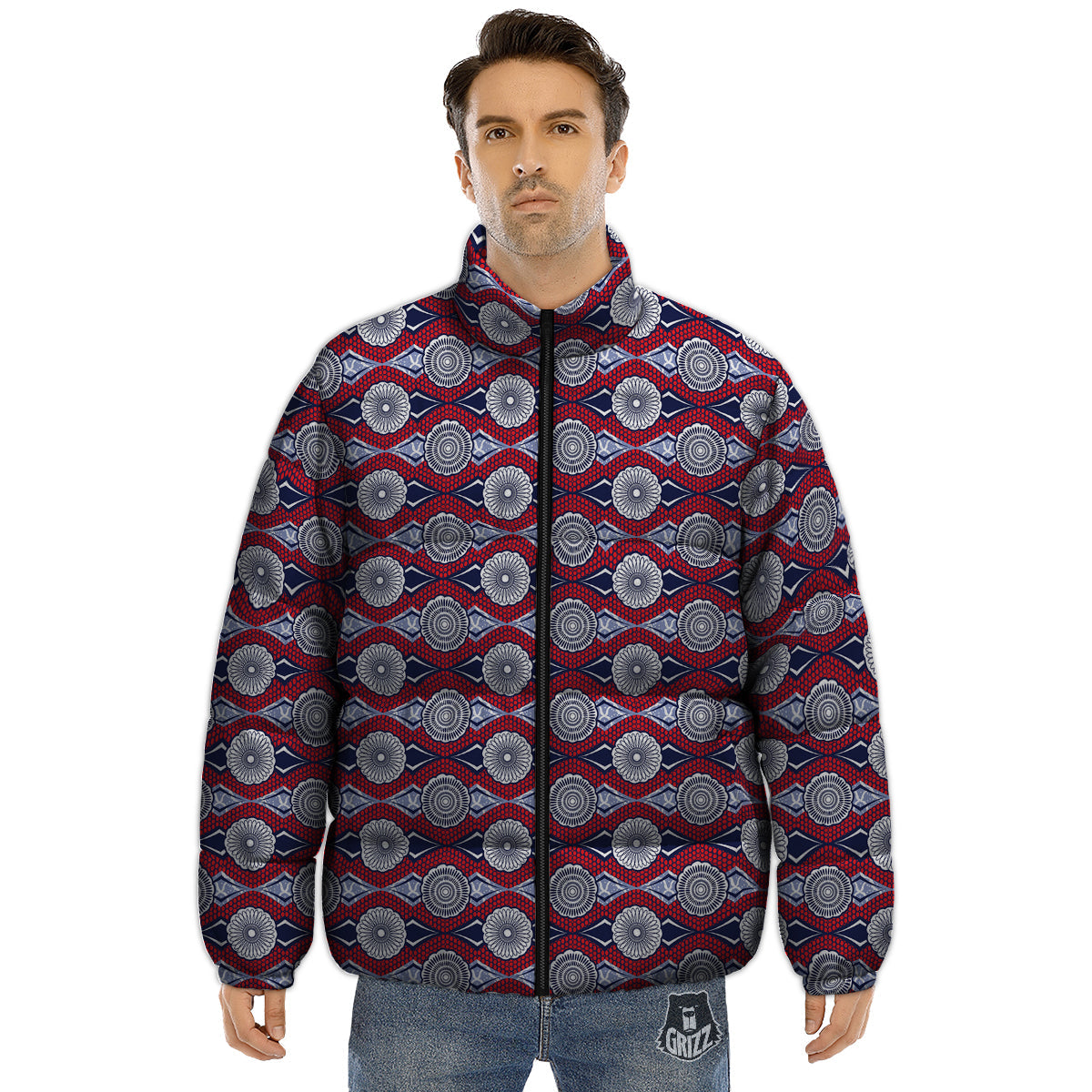 African Kitenge Print Puffer Jacket-grizzshop