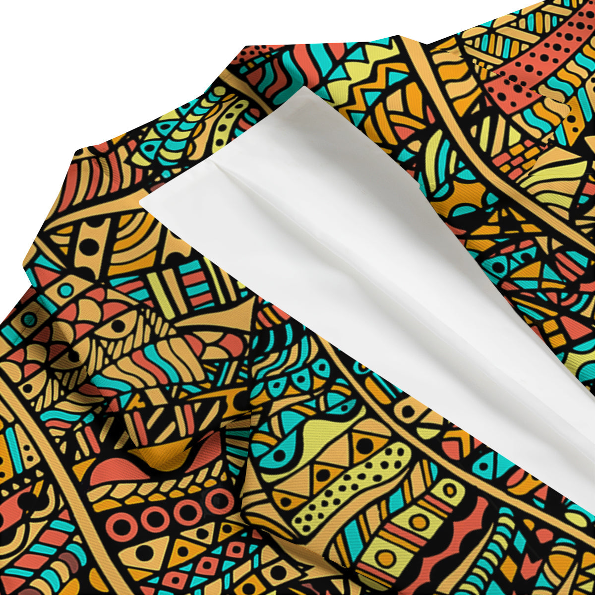 African Pattern Print Men's Blazer-grizzshop