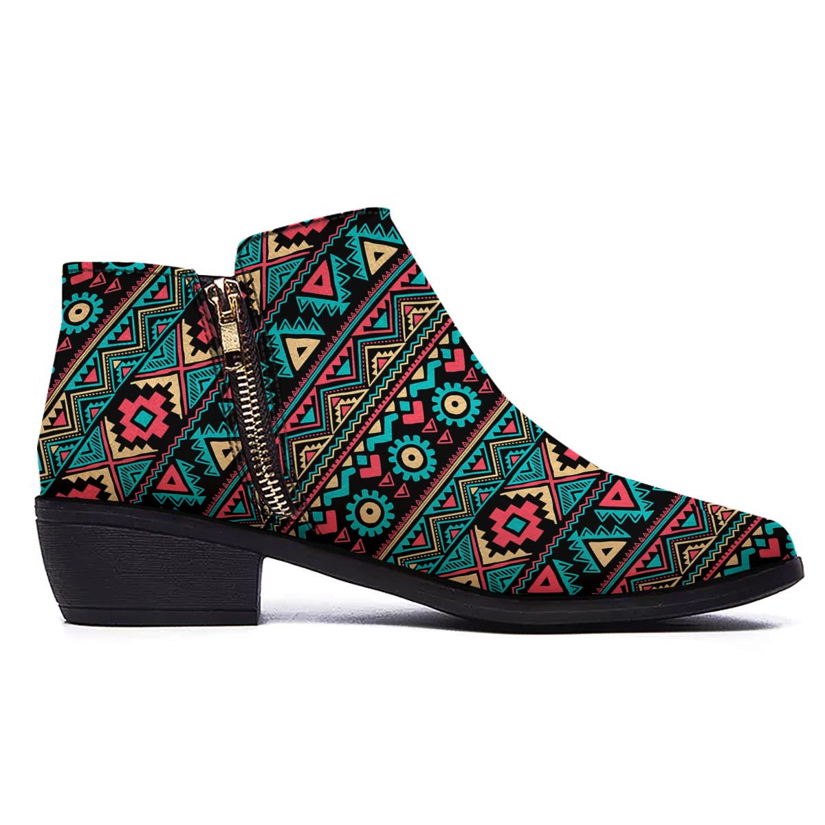 African Tribal Ethnic Print Pattern Ankle Boots-grizzshop