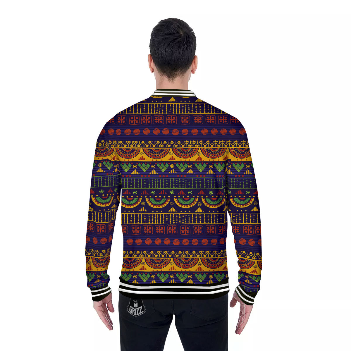 African Tribal Native Print Pattern Baseball Jacket-grizzshop