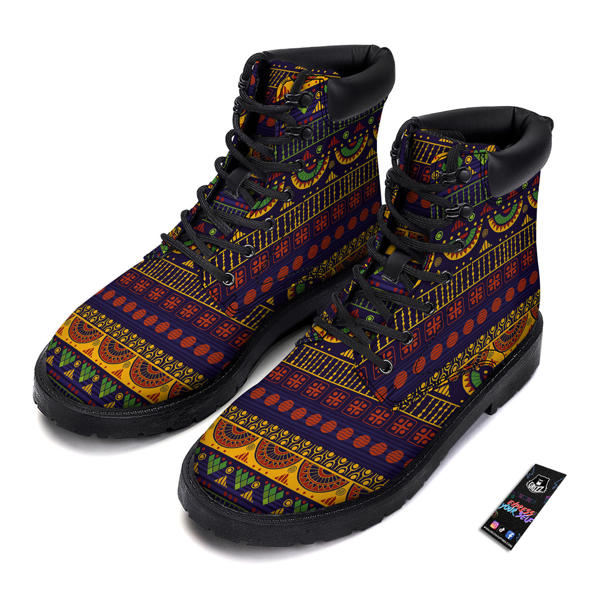 African Tribal Native Print Pattern Boots-grizzshop