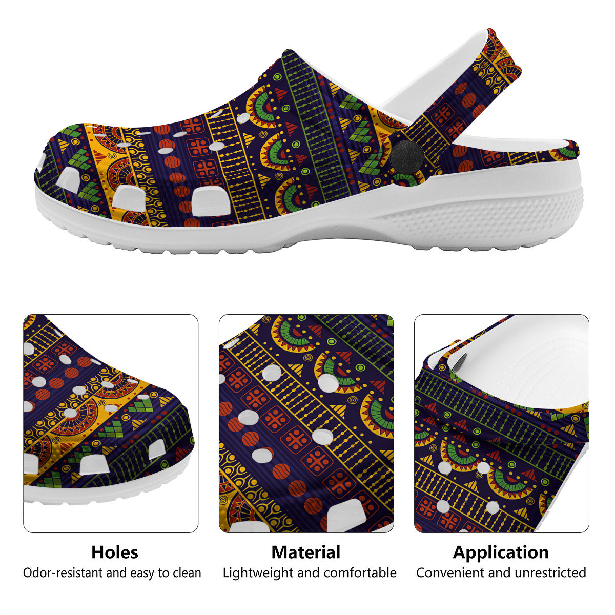 African Tribal Native Print Pattern Clog-grizzshop